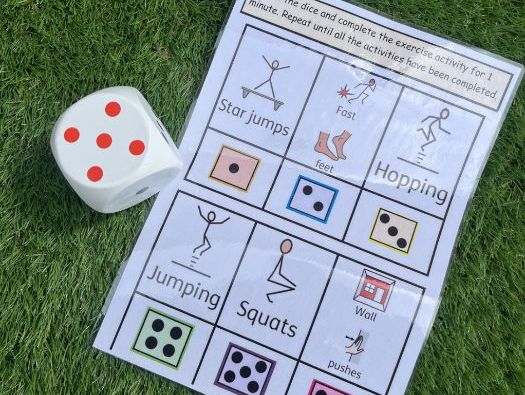 Exercise activity dice board
