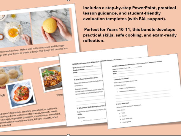 Y10 Pasta Making lesson + NEA2 style evaluation print out