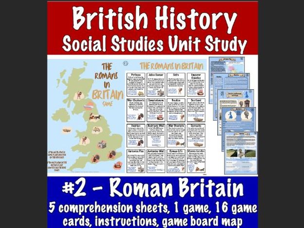 British Social Studies Unit: Roman Britain (1 game, 5 comprehension sheets)