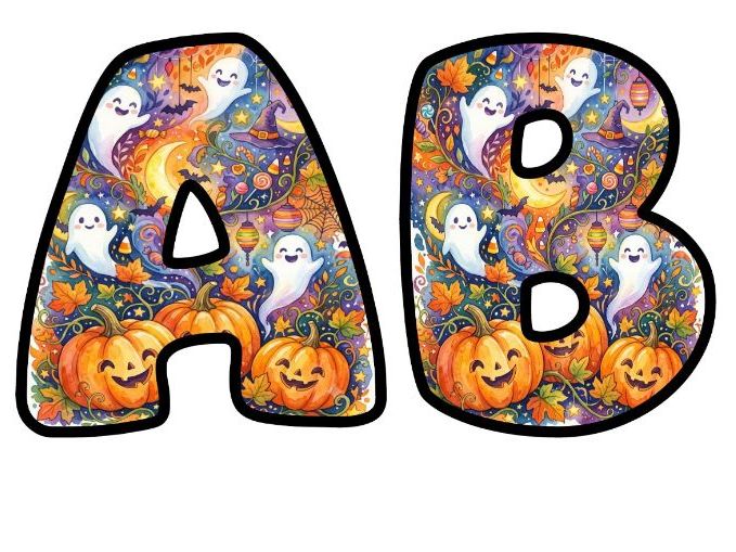 Halloween Pumpkins Ghosts Bubble Letters | Seasonal Bulletin Board Letters | Classroom Display Pack