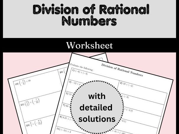 Division of Rational Numbers Worksheet (with solutions)