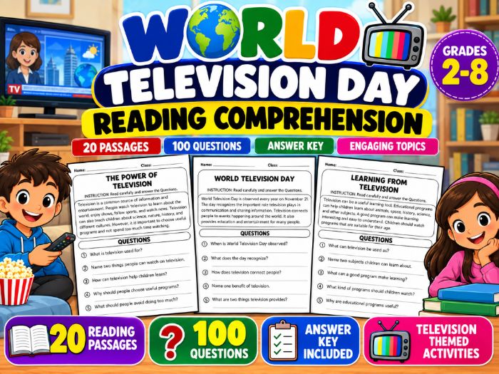 World Television Day Reading Comprehension | 20 Passages & Questions