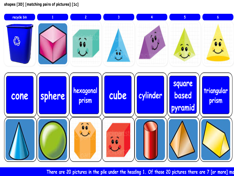 shapes [3D] [matching pairs of pictures] [1c]