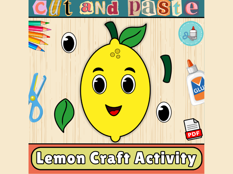 Lemon Craft Template-Summer Craft Bulletin Board-Fruit Craft Cut&Paste Activity