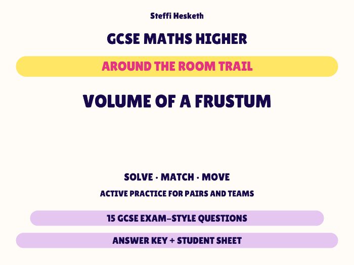 GCSE Higher Maths Volume of a Frustum | Around the Room Trail