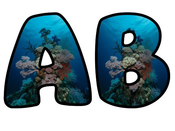 Underwater Explorers Corals Themed Lettering Set | Classroom Display | Upper & Lowercase, 0-9