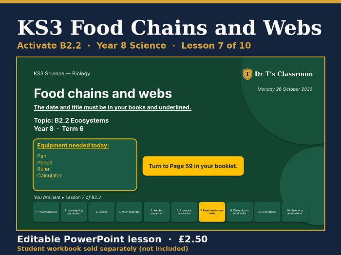 KS3 Activate B2.2 Ecosystems: Food Chains and Webs