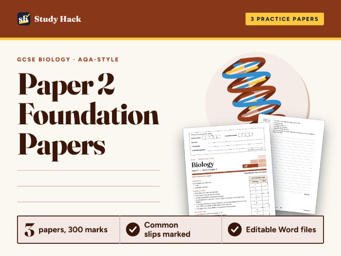 GCSE Biology Paper 2 Foundation: 3 Full Practice Papers with Mark Schemes (AQA-style)