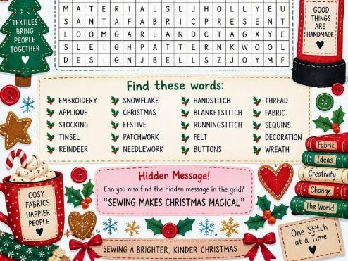 Textiles Christmas themed Wordsearch