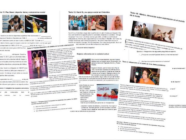 AQA A-Level Spanish_Artistic Culture_Influencia de Idolos_16 texts_Answers