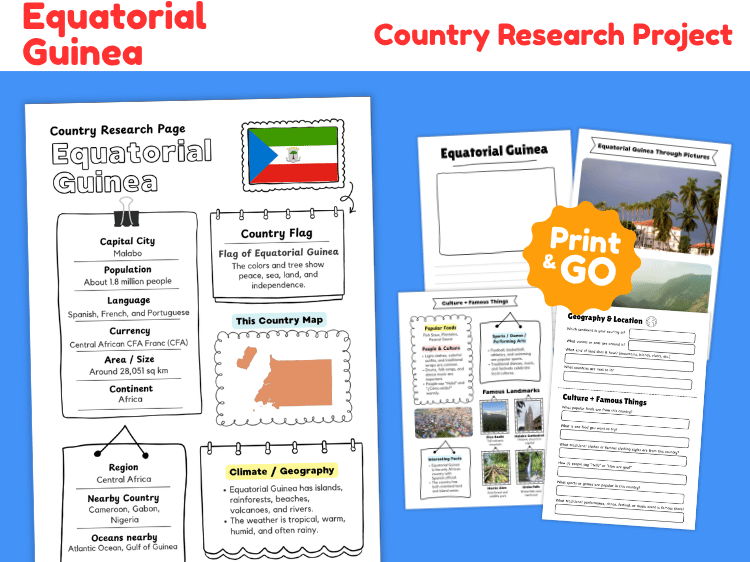 Equatorial Guinea Country Research Project | Geography & Culture Worksheets
