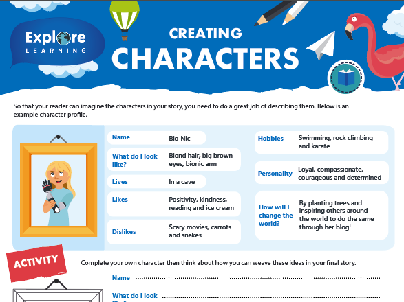 Free characterisation activity sheet