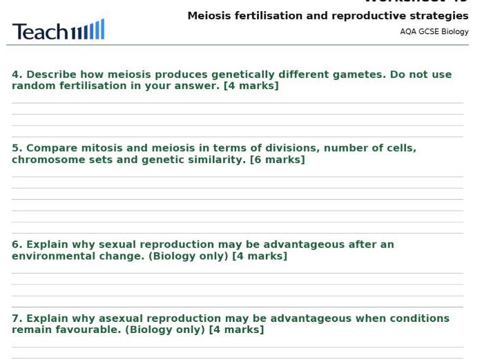 AQA GCSE Biology Inheritance, Variation and Evolution Worksheets & Answers