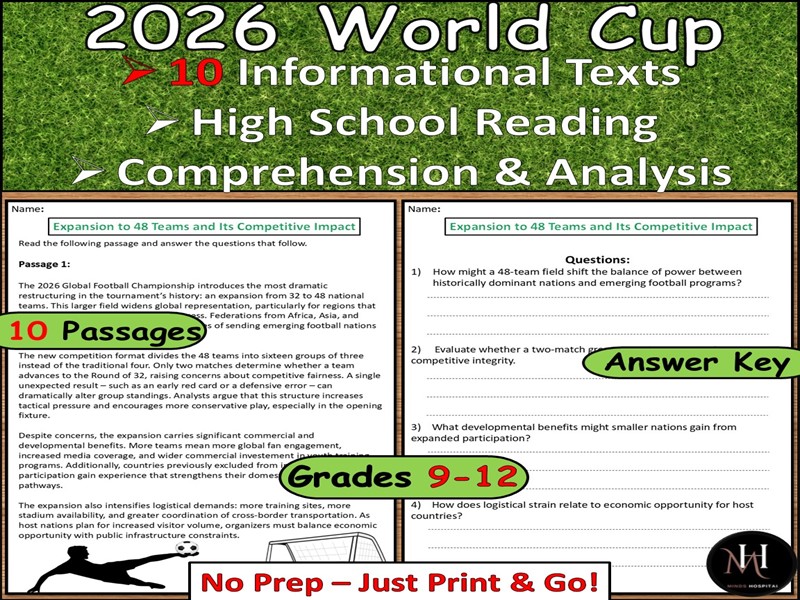 2026 World Cup Informational Texts | Reading Comprehension | Soccer Nonfiction