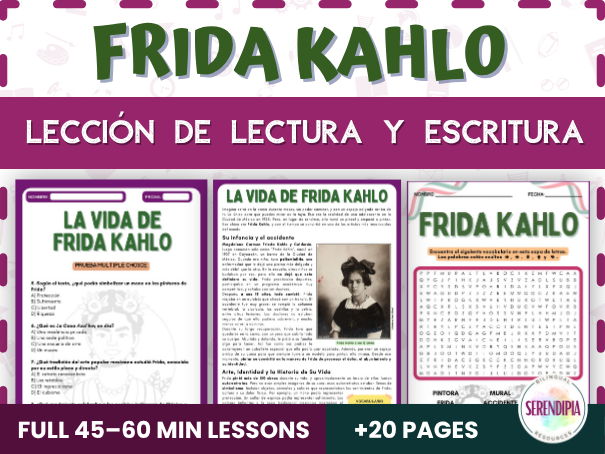 Frida Kahlo Biografía Lectura | Frida Kahlo Spanish Reading Comprehension Activities B2-C1