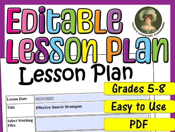 Effective Search Strategies : Editable Lesson Plan for Middle School