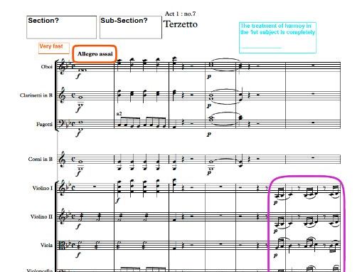 Mozart No.7 Terzetto Annotated Score Marriage of Figaro AQA Music A-Level