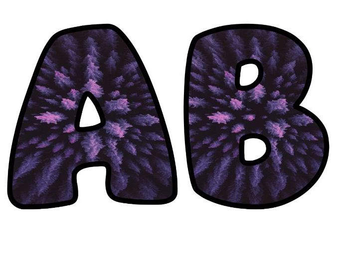Purple Flower Black Lettering Set for Classroom Display | Upper & Lowercase, 0-9 and Signs