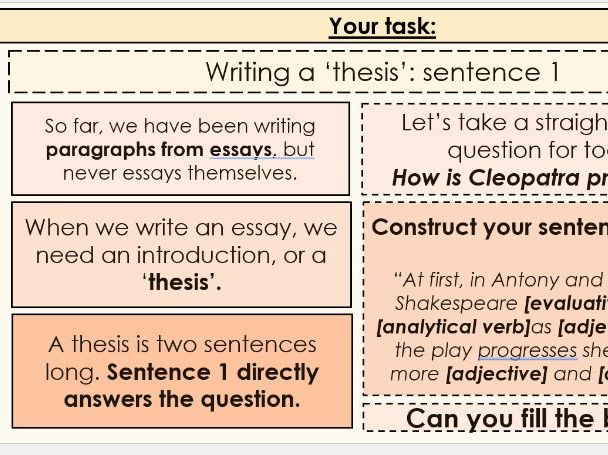 Antony and Cleopatra-How to structure an Essay Lesson