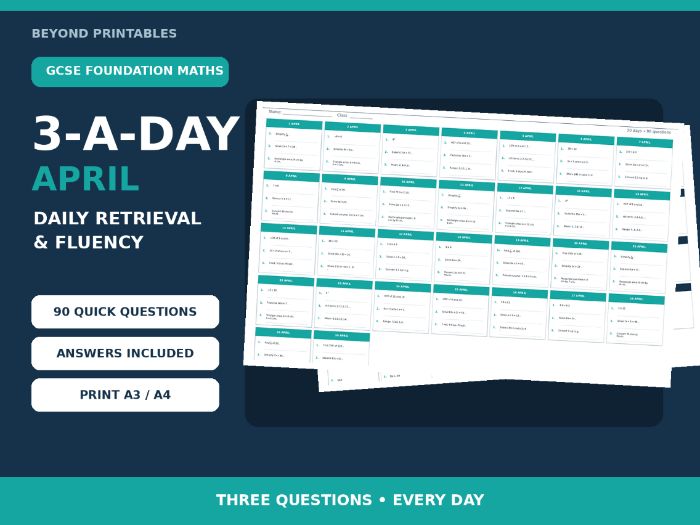 GCSE Foundation One-Mark Skills 3-a-Day April | Daily Retrieval | Answers