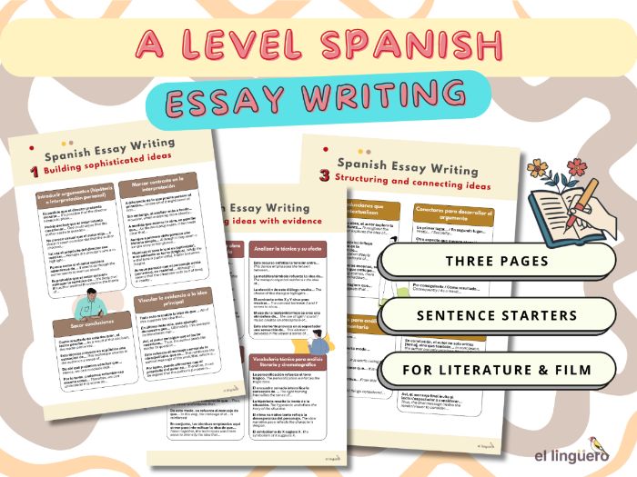 A Level Spanish Essay Writing Sentence Builders | Film & Literature ...