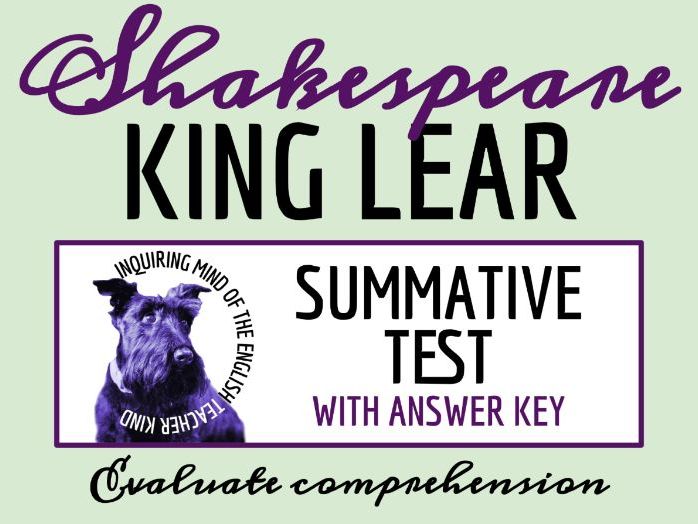 King Lear Test and Answer Key with Thematic Analysis Essay and Rubric