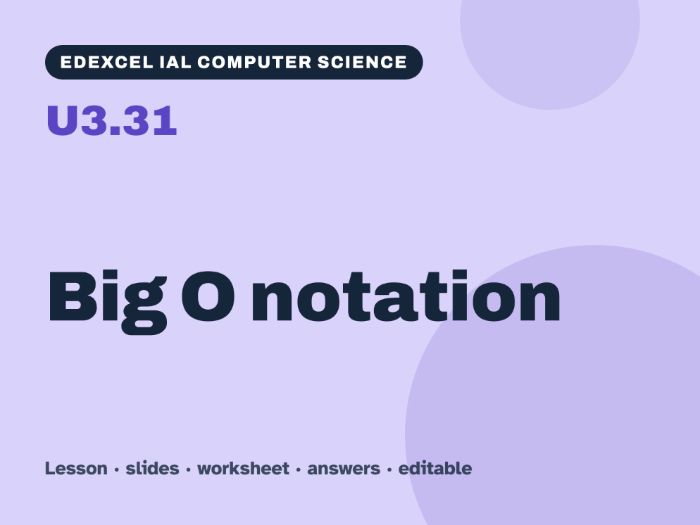 Edexcel IAL Computer Science – U3.31 Big O notation – Lesson & Worksheet