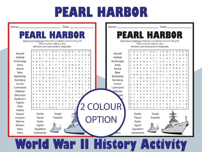 Pearl Harbor Word Search Puzzle | World War II History Activity | 5th–8th Grade