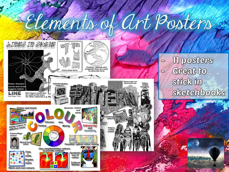 11 Elements of Art Posters (A4 size) Teaching Resources