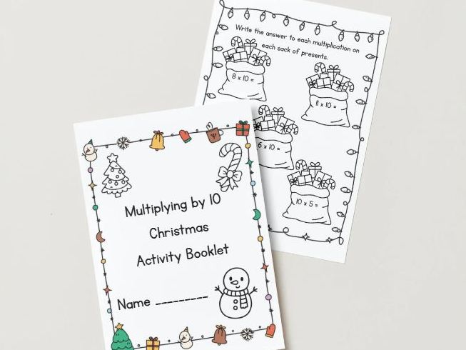 Christmas Multiplication Booklet Bundle – ×2, ×5 & ×10 Times Tables (3 x 12-page booklets)