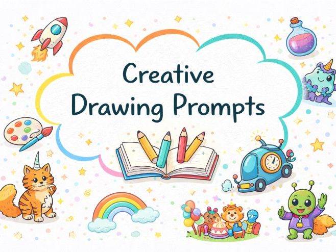 Creative Drawing Prompt Cards - Fun Art Starter Activities