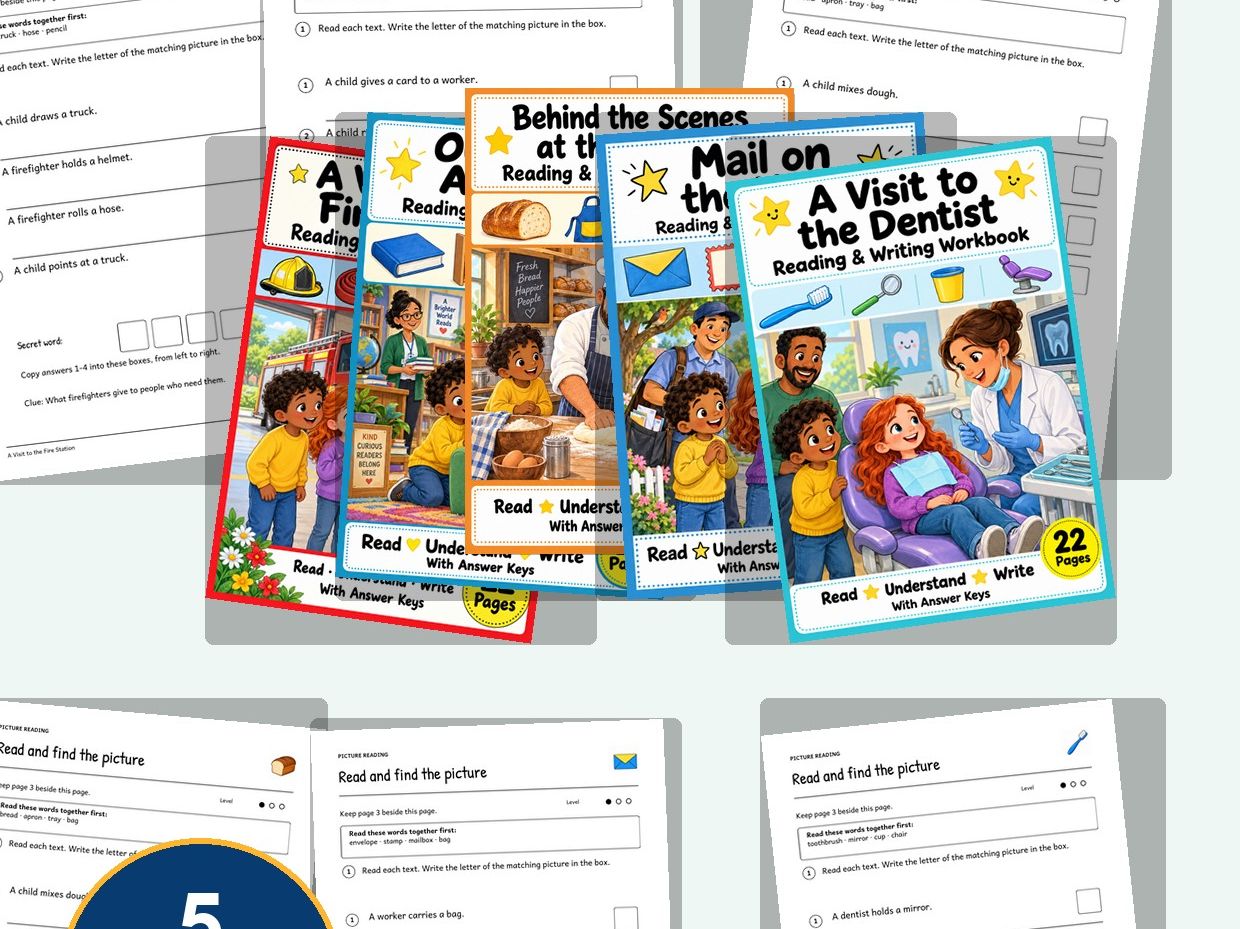 Community Helpers Reading Comprehension Bundle | Grades 1-2 EAL ESL