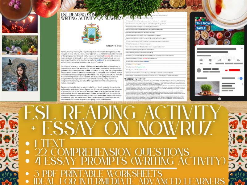 ESL Reading Comprehension + Writing Activity - Nowruz - Persian New Year
