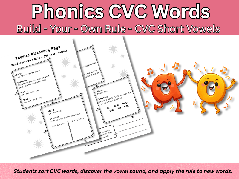 Build-Your-Own Phonics Rule – CVC Words (Short Vowels)