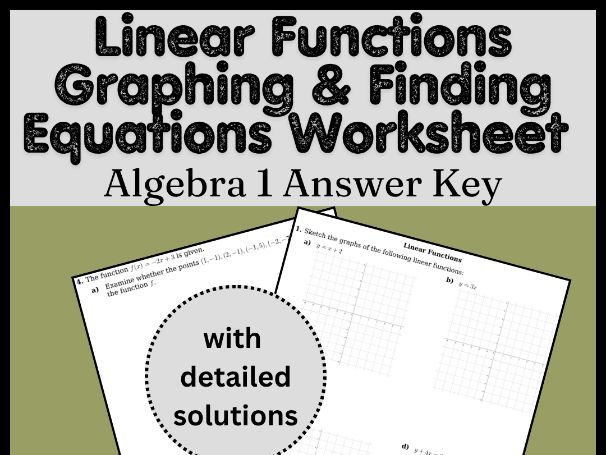 Linear Functions Graphing & Finding Equations Worksheet | Algebra 1 Answer Key