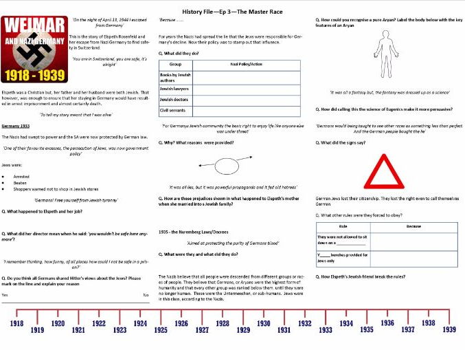 BBC History File  - Nazi Germany - Supporting Worksheets Ep. 1,2,4 & 5