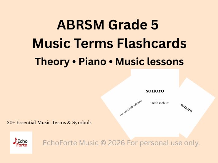 Music Theory Grade 5 Music Terms Flashcards