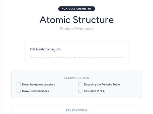 Atomic Structure: Complete Workbook & Interactive Simulation (AQA 4.1.1.1)