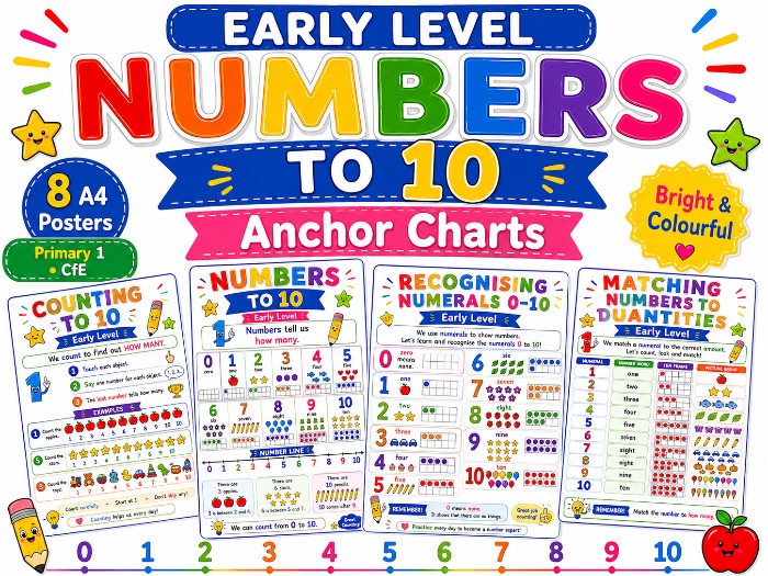 Numbers to 10 Early Level Anchor Charts