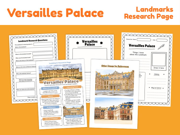 Versailles Palace Research Project | Famous Landmark Worksheets