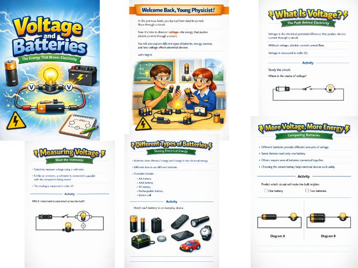 Voltage and Batteries | KS3 Electricity Activities, Physics Worksheets & Printable PDF