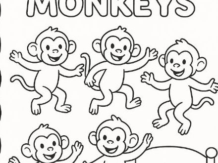Five Little Monkeys Colouring Page