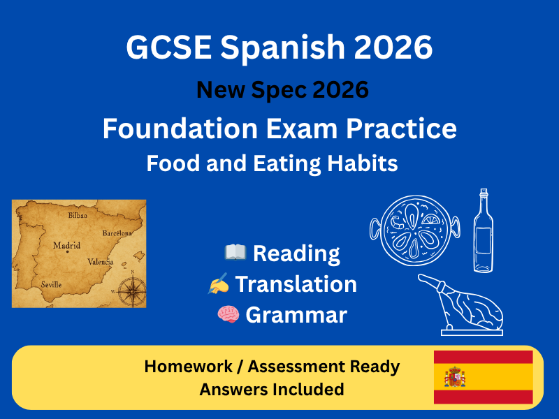 GCSE Spanish Foundation AQA 2026 | Food & Eating Habits | Reading Translation Grammar