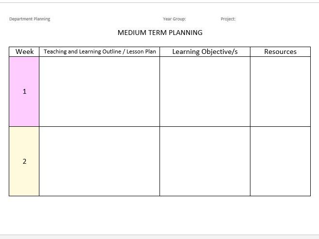 Medium & Long Term Planning Template