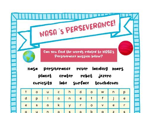 NASA PERSEVERANCE  MARS LANDING WORDSEARCH