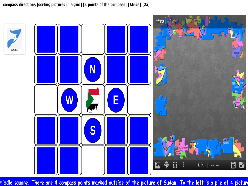 compass directions [sorting pictures in a grid] [4 points of the compass] [Africa] [2a]