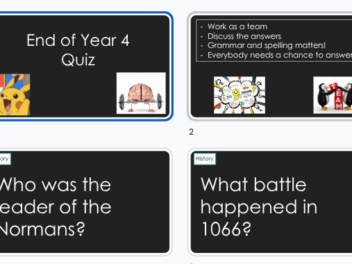 End of Year 4 revision quiz KS2 All subjects and topics