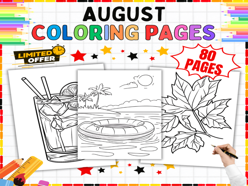 August Colouring Sheets for Kids | End of Summer Activities | Back to School Art Resources