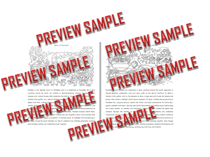 Nochebuena (Christmas Eve) Navidad (Christmas Day) 17 Pages Reading Comprehension Packet