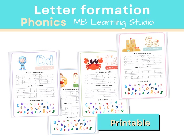 Summer-Themed Letter Formation Worksheet – Handwriting Practice for EYFS, KS1, Pre-K to 1st Grade